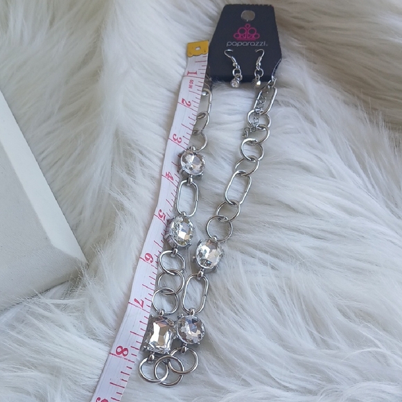 Paparazzi Silver Necklace with Clear Gems - Picture 9 of 10